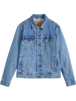 Veste en coton bleu à coupe ajustée pourvu d'un col à revers