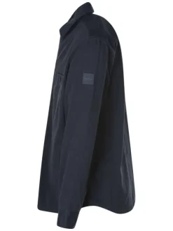 Veste en coton marine avec poches poitrine et logo de la marque brodé
