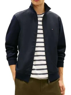 Veste en coton marine pourvue d'une coupe ajustée et d'un col montant zippé