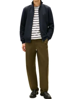 Veste en coton marine pourvue d'une coupe ajustée et d'un col montant zippé