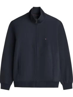 Veste en coton marine pourvue d'une coupe ajustée et d'un col montant zippé