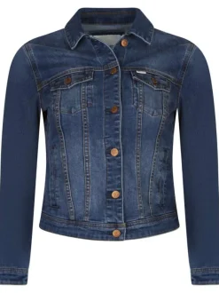 Veste en coton mélangé bleu uni avec un col français et une coupe droite