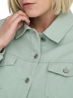 Veste en coton vert d'eau pourvue d'une coupe droite et d'un col à revers