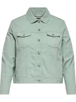 Veste en coton vert d'eau pourvue d'une coupe droite et d'un col à revers