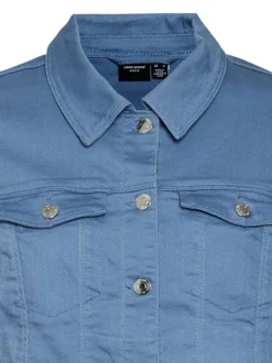 Veste en jean bleue en coton mélangé avec une coupe droite et un col italien
