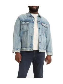 Veste grande taille en jean stone en coton mélangé coupe droite col français