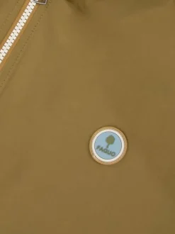 Veste imperméable kaki unie avec une coupe droite et un col à capuche