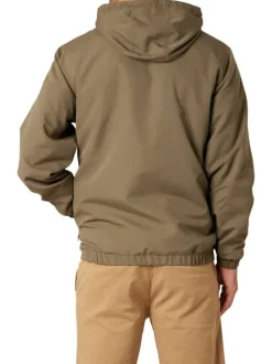 Veste imperméable kaki unie pourvue d'une coupe droite et d'une capuche