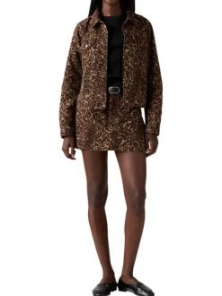 Veste à imprimé léopard avec un col chemise et boutonnière à l'avant