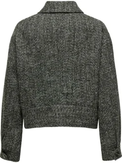 Veste kaki tweed avec une coupe droite et des manches longues