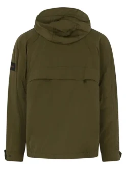 Veste kaki unie avec une coupe droite et des poches avec un col à capuche