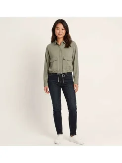 Veste kaki unie pourvue de manches longues et d'un col chemise