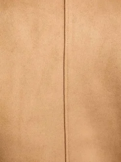 Veste perfecto beige unie avec une coupe droite et un col à revers