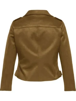 Veste perfecto camel unie pourvue d'une coupe ajustée et d'un col à revers