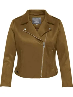 Veste perfecto camel unie pourvue d'une coupe ajustée et d'un col à revers