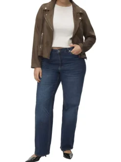 Veste perfecto chocolat unie avec une coupe droite et un col à revers