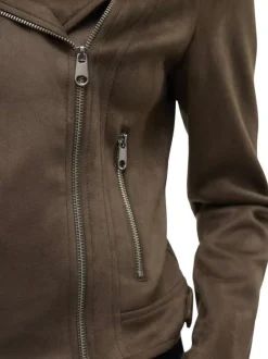 Veste perfecto chocolat unie avec une coupe droite et un col à revers