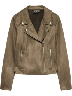 Veste perfecto chocolat unie avec une coupe droite et un col à revers