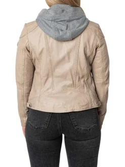 Veste perfecto en cuir de mouton écrue unie pourvue de poches zippées