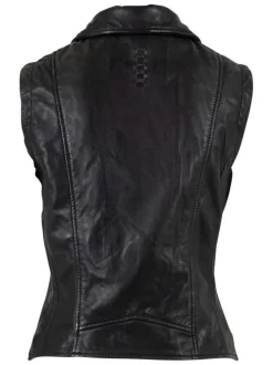 Veste perfecto en cuir de mouton noire unie avec une coupe ajustée