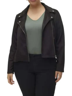 Veste perfecto noire unie avec une coupe ajustée et un col cranté