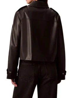 Veste perfecto noire unie avec une coupe droite et un col à revers