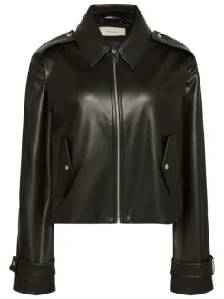 Veste perfecto noire unie avec une coupe droite et un col à revers