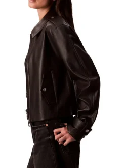 Veste perfecto noire unie avec une coupe droite et un col à revers