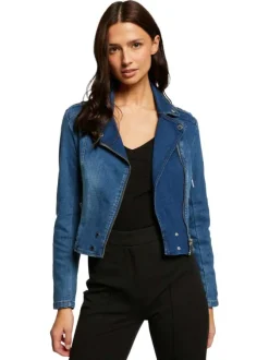 Veste Stone en jean à coupe ajustée col cranté et à manches longues