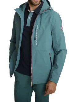 Veste vert d'eau uni avec une coupe droite et des manches longues