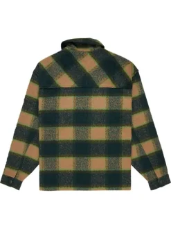 Veste vert forêt à carreaux effet lainage avec un col chemise